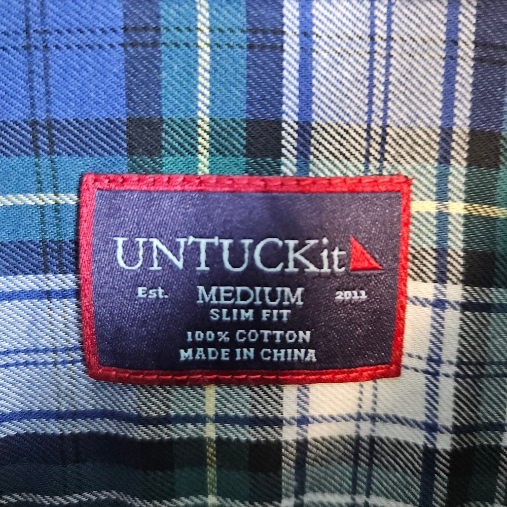UntuckIt Women's Blue & Green Plaid Button Down Size M Shirt Preston Ridge - Picture 3 of 11